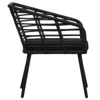 vidaXL Gartenst&uuml;hle 2 Stk. mit Auflagen Poly Rattan Schwarz