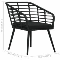 vidaXL Gartenst&uuml;hle 2 Stk. mit Auflagen Poly Rattan Schwarz