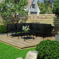 vidaXL 6-tlg. Garten-Lounge-Set mit Auflagen Schwarz PVC