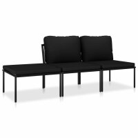 vidaXL 3-tlg. Garten-Lounge-Set mit Auflagen Schwarz PVC