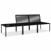 vidaXL 3-tlg. Garten-Lounge-Set mit Auflagen Schwarz PVC