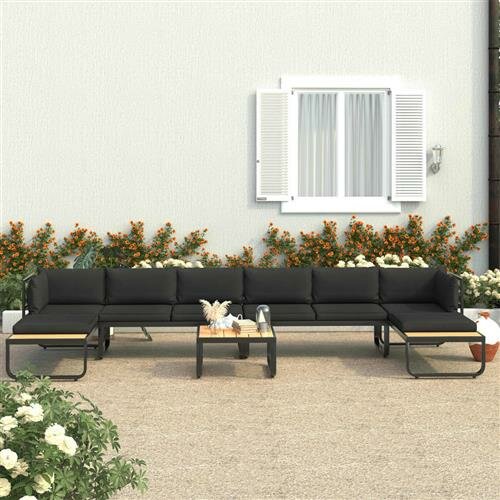 vidaXL 5-tlg. Garten-Ecksofa-Set mit Auflagen Aluminium und WPC