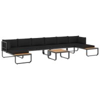 vidaXL 5-tlg. Garten-Ecksofa-Set mit Auflagen Aluminium und WPC