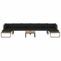 vidaXL 5-tlg. Garten-Ecksofa-Set mit Auflagen Aluminium und WPC