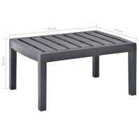 vidaXL Gartentisch Anthrazit 78x55x38 cm Kunststoff