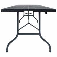 vidaXL Gartentisch Klappbar Schwarz 180×75×72 cm HDPE Rattan-Optik