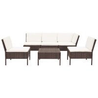 vidaXL 6-tlg. Garten-Lounge-Set mit Auflagen Poly Rattan...