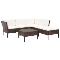 vidaXL 6-tlg. Garten-Lounge-Set mit Auflagen Poly Rattan...