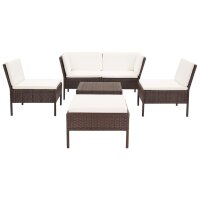 vidaXL 6-tlg. Garten-Lounge-Set mit Auflagen Poly Rattan Braun