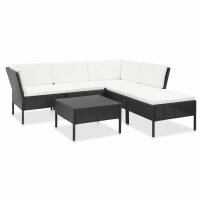 vidaXL 6-tlg. Garten-Lounge-Set mit Auflagen Poly Rattan...