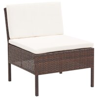 vidaXL 5-tlg. Garten-Sofagarnitur mit Auflagen Poly Rattan Braun