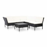 vidaXL 6-tlg. Garten-Lounge-Set mit Auflagen Poly Rattan...