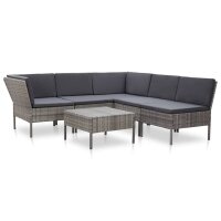 vidaXL 6-tlg. Garten-Lounge-Set mit Auflagen Poly Rattan...