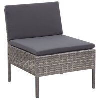 vidaXL 6-tlg. Garten-Lounge-Set mit Auflagen Poly Rattan Grau