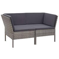 vidaXL 6-tlg. Garten-Lounge-Set mit Auflagen Poly Rattan Grau