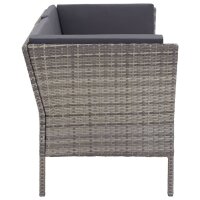 vidaXL 6-tlg. Garten-Lounge-Set mit Auflagen Poly Rattan Grau