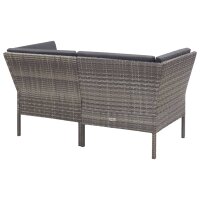 vidaXL 6-tlg. Garten-Lounge-Set mit Auflagen Poly Rattan Grau