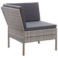 vidaXL 6-tlg. Garten-Lounge-Set mit Auflagen Poly Rattan Grau