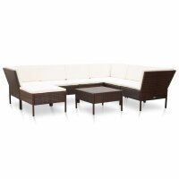 vidaXL 8-tlg. Garten-Lounge-Set mit Auflagen Poly Rattan...