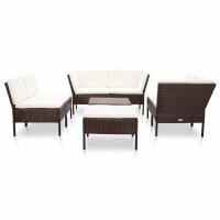 vidaXL 8-tlg. Garten-Lounge-Set mit Auflagen Poly Rattan Braun