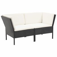 vidaXL 8-tlg. Garten-Lounge-Set mit Auflagen Poly Rattan Schwarz