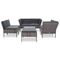 vidaXL 8-tlg. Garten-Lounge-Set mit Auflagen Poly Rattan Grau