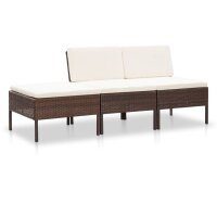 vidaXL 3-tlg. Garten-Lounge-Set mit Auflagen Poly Rattan...