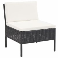 vidaXL 3-tlg. Garten-Lounge-Set mit Auflagen Poly Rattan Schwarz