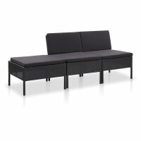 vidaXL 3-tlg. Garten-Lounge-Set mit Auflagen Poly Rattan...