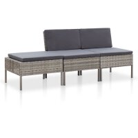 vidaXL 3-tlg. Garten-Lounge-Set mit Auflagen Poly Rattan...