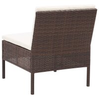 vidaXL 3-tlg. Garten-Lounge-Set mit Auflagen Poly Rattan Braun