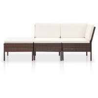 vidaXL 3-tlg. Garten-Lounge-Set mit Auflagen Poly Rattan...