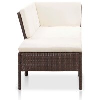 vidaXL 3-tlg. Garten-Lounge-Set mit Auflagen Poly Rattan Braun