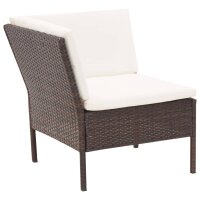 vidaXL 3-tlg. Garten-Lounge-Set mit Auflagen Poly Rattan Braun