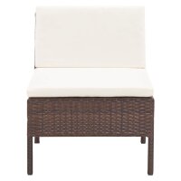 vidaXL 3-tlg. Garten-Lounge-Set mit Auflagen Poly Rattan Braun