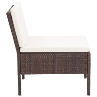 vidaXL 3-tlg. Garten-Lounge-Set mit Auflagen Poly Rattan Braun