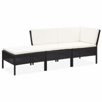 vidaXL 3-tlg. Garten-Lounge-Set mit Auflagen Poly Rattan...