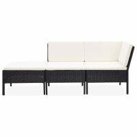 vidaXL 3-tlg. Garten-Lounge-Set mit Auflagen Poly Rattan...