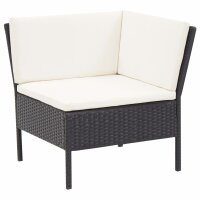 vidaXL 3-tlg. Garten-Lounge-Set mit Auflagen Poly Rattan Schwarz