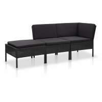 vidaXL 3-tlg. Garten-Lounge-Set mit Auflagen Poly Rattan...