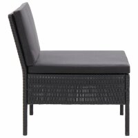 vidaXL 3-tlg. Garten-Lounge-Set mit Auflagen Poly Rattan Schwarz