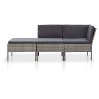 vidaXL 3-tlg. Garten-Lounge-Set mit Auflagen Poly Rattan...