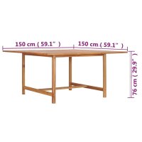 vidaXL Gartentisch 150 x 150 x 76 cm Massivholz Teak