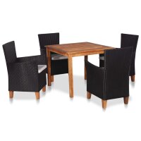 vidaXL 5-tlg. Garten-Essgruppe Poly Rattan Schwarz und Braun