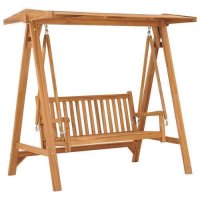 WOWONA Hollywoodschaukel 170 cm Massivholz Teak