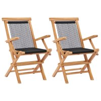 vidaXL Klappbare Gartenst&uuml;hle 2 Stk. Massivholz Teak und Seil