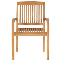 vidaXL Garten-Essst&uuml;hle 2 Stk. Stapelbar Teak Massivholz