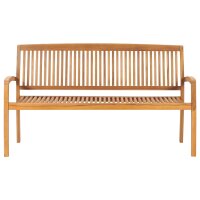 vidaXL Stapelbare 3-Sitzer Gartenbank 159 cm Massivholz Teak