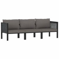 vidaXL 3-Sitzer-Sofa mit Auflage Anthrazit Poly Rattan