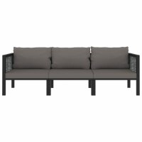 vidaXL 3-Sitzer-Sofa mit Auflage Anthrazit Poly Rattan